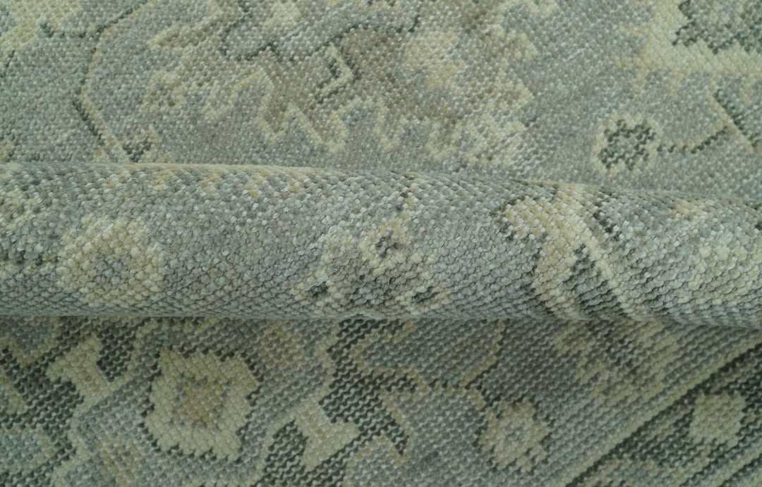 Custom Made Gray And Ivory Traditional Turkish Design Hand knotted Wool Area Rug - The Rug Decor