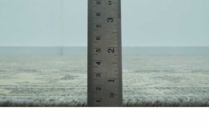 Custom Made Gray And Ivory Traditional Turkish Design Hand knotted Wool Area Rug - The Rug Decor