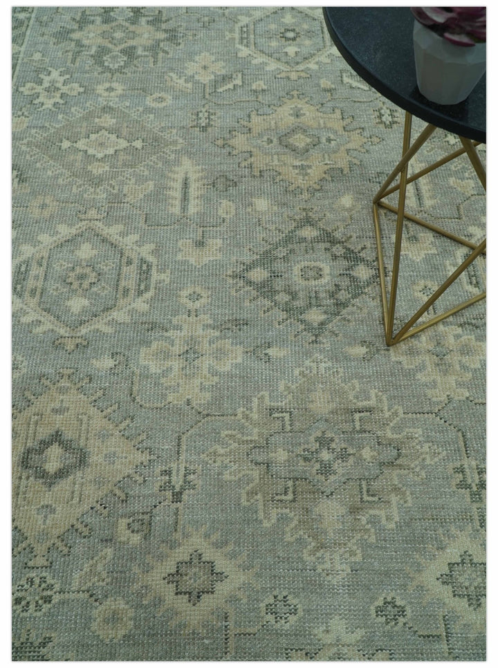 Custom Made Gray And Ivory Traditional Turkish Design Hand knotted Wool Area Rug - The Rug Decor
