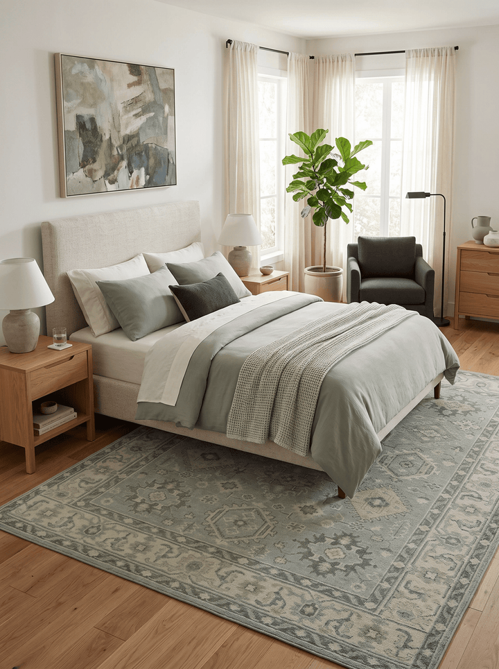 Custom Made Gray And Ivory Traditional Turkish Design Hand knotted Wool Area Rug - The Rug Decor