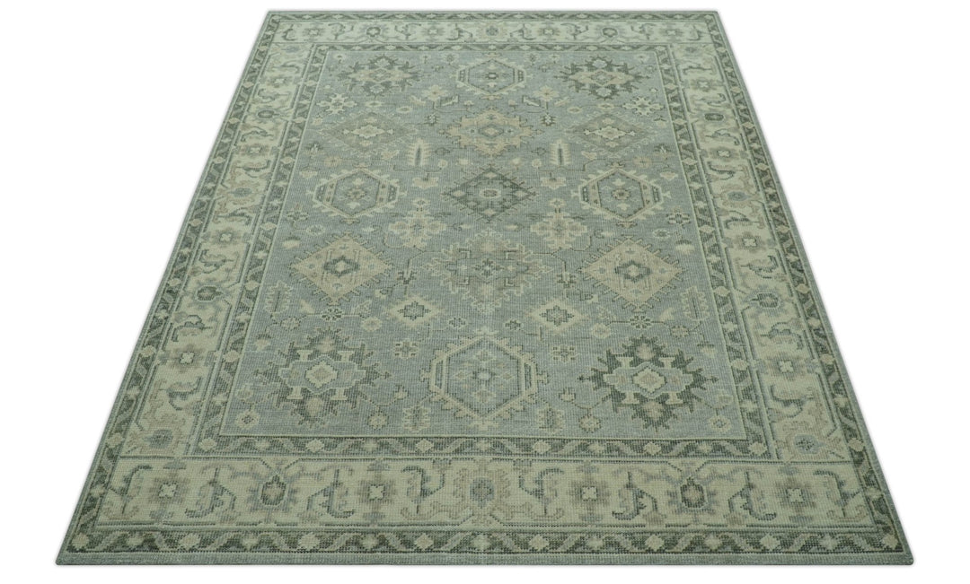 Custom Made Gray And Ivory Traditional Turkish Design Hand knotted Wool Area Rug - The Rug Decor