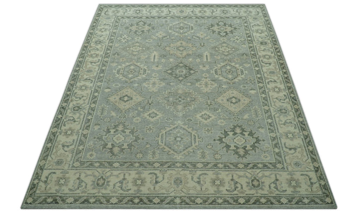 Custom Made Gray And Ivory Traditional Turkish Design Hand knotted Wool Area Rug - The Rug Decor