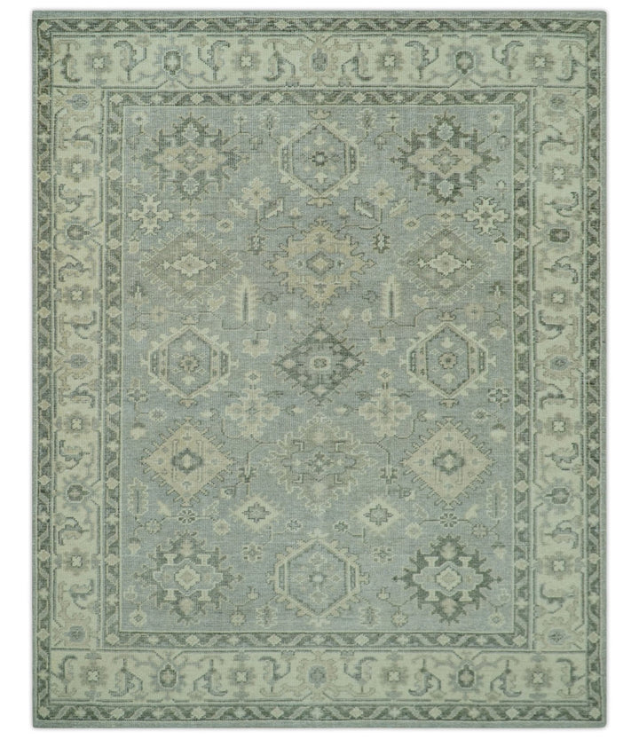 Custom Made Gray And Ivory Traditional Turkish Design Hand knotted Wool Area Rug - The Rug Decor