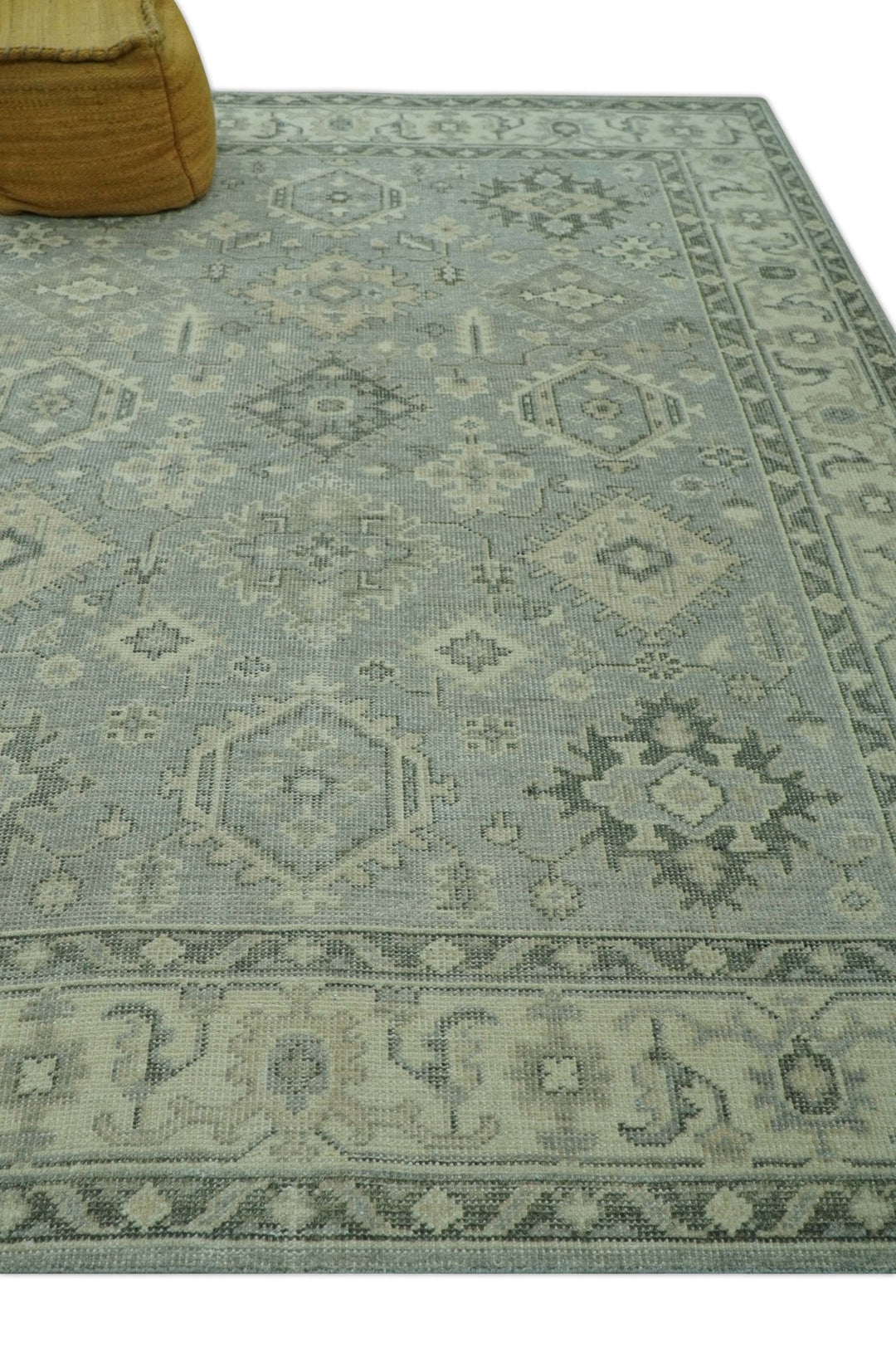 Custom Made Gray And Ivory Traditional Turkish Design Hand knotted Wool Area Rug - The Rug Decor