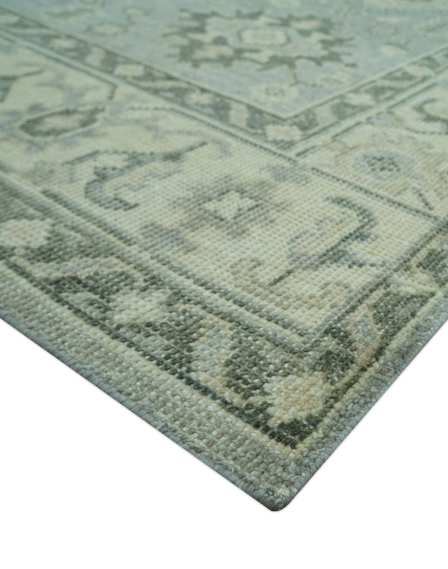 Custom Made Gray And Ivory Traditional Turkish Design Hand knotted Wool Area Rug - The Rug Decor