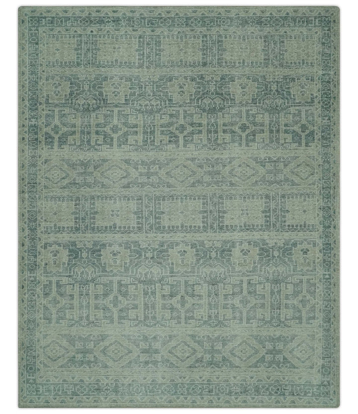Custom Made Gray, Beige and Silver Hand Knotted Tribal Design wool area rug - The Rug Decor
