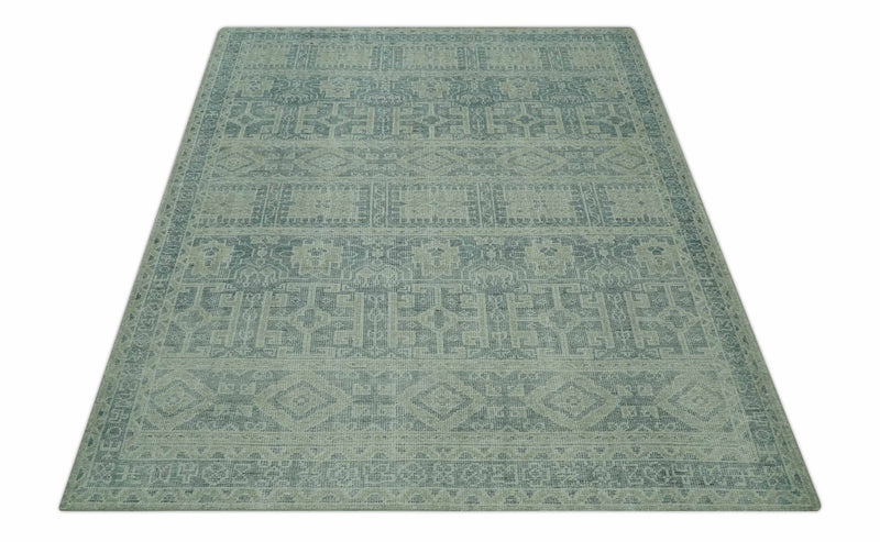 Custom Made Gray, Beige and Silver Hand Knotted Tribal Design wool area rug - The Rug Decor