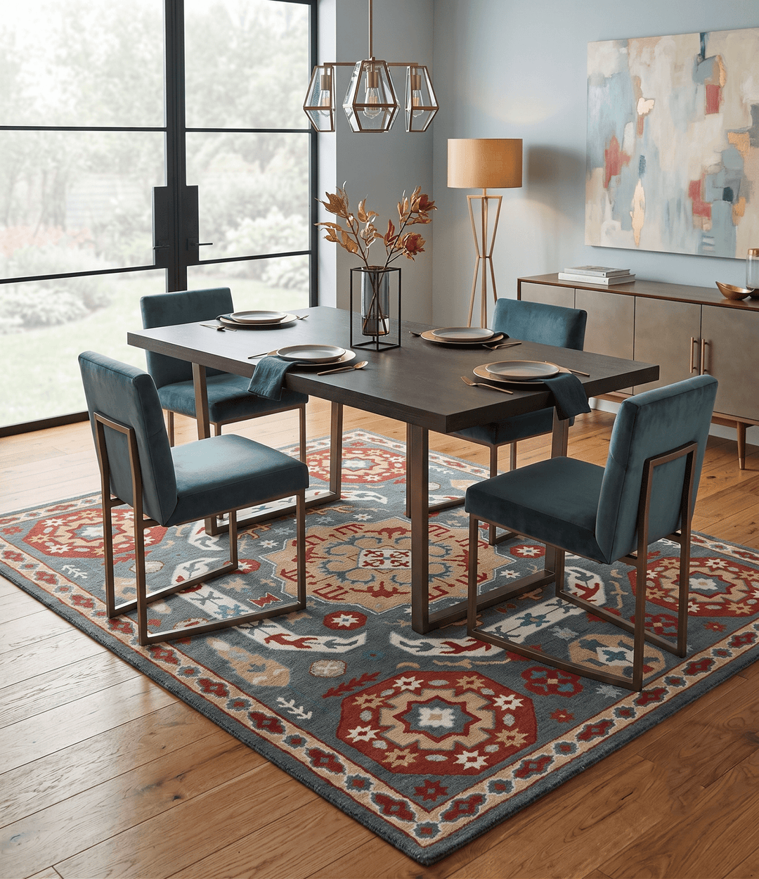 Custom Made Gray, Rust and Peach Traditional Medallion Mamluk Design wool Rug - The Rug Decor