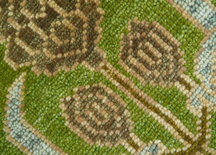 Custom Made Green And Pink Traditional Donegal Design Hand Knotted wool area rug - The Rug Decor