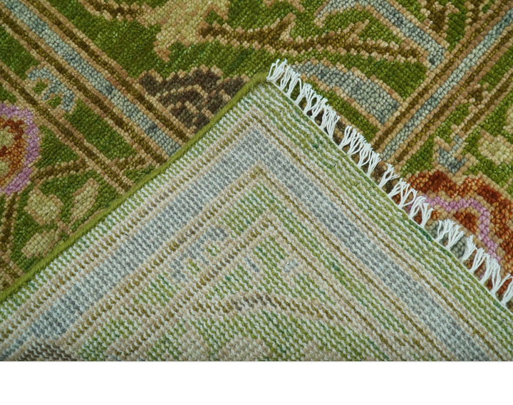 Custom Made Green And Pink Traditional Donegal Design Hand Knotted wool area rug - The Rug Decor