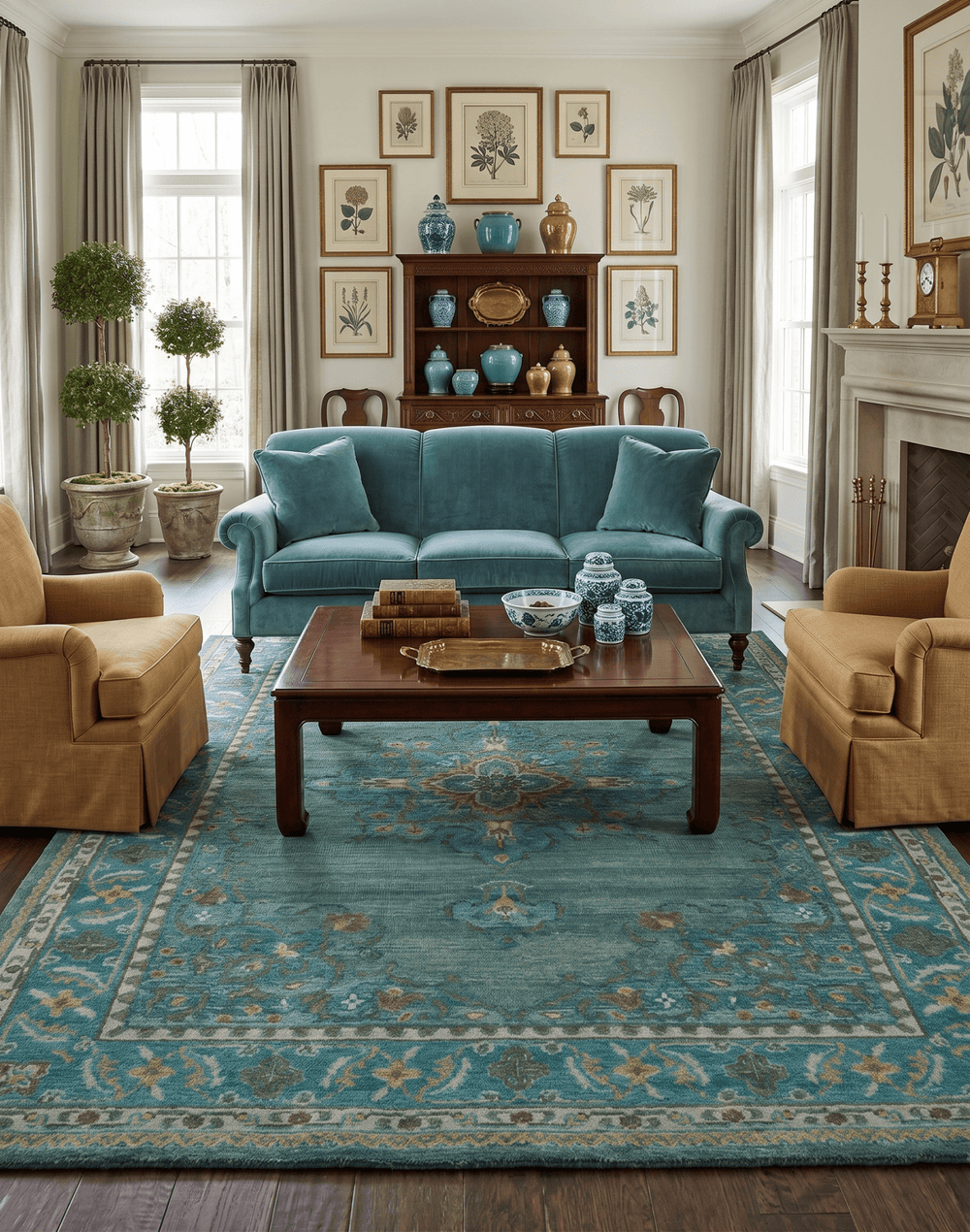 Custom Made Green Hand Knotted Antique Style Multi Size Traditional Wool Rug - The Rug Decor