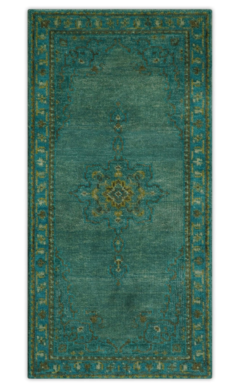 Custom Made Green Hand Knotted Antique Style Multi Size Traditional Wool Rug - The Rug Decor