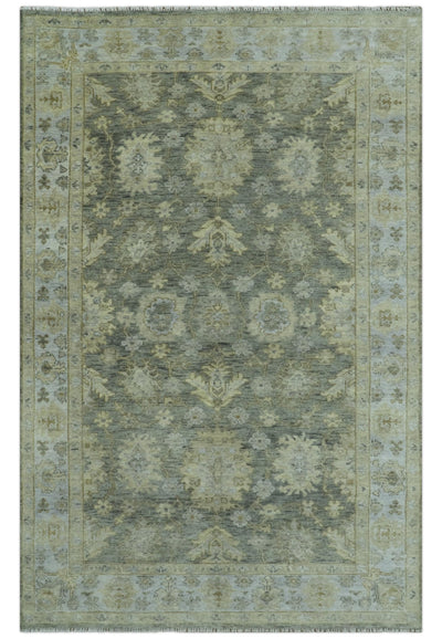 Custom Made Green, Silver and Olive Hand knotted Traditional Oushak Wool Area Rug - The Rug Decor