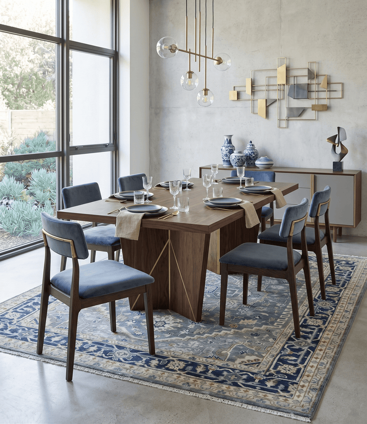 Custom Made Hand Knotted Beige and Blue Traditional Heriz Wool Area Rug - The Rug Decor