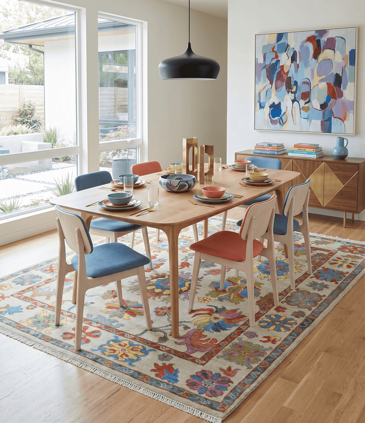 Custom Made Hand Knotted Beige with multicolor Traditional Oushak Wool area Rug - The Rug Decor
