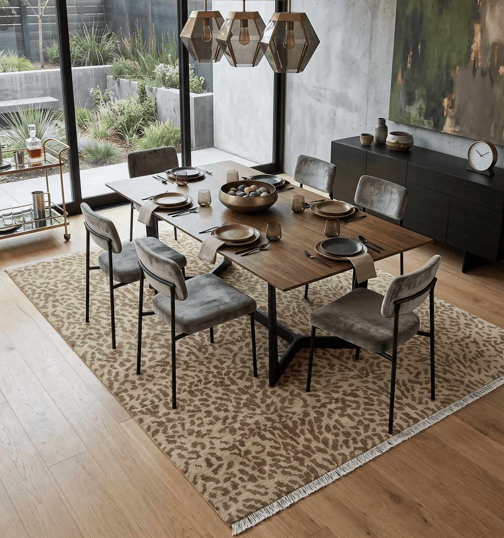 Custom Made Hand Knotted Brown Contemporary Animal Wool Area Rug - The Rug Decor
