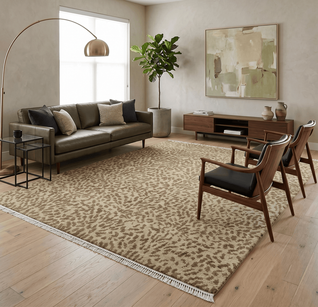 Custom Made Hand Knotted Brown Contemporary Animal Wool Area Rug - The Rug Decor