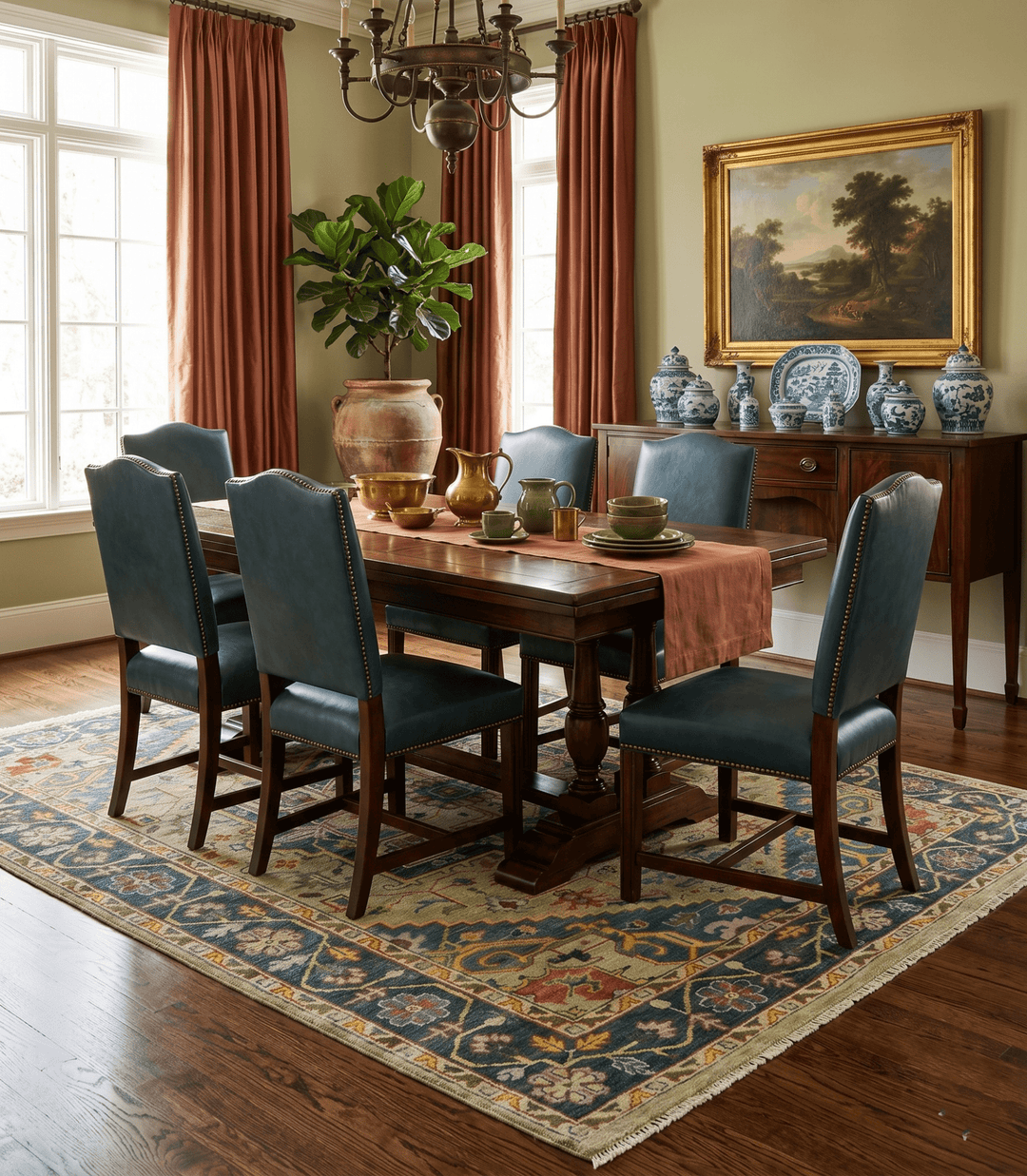 Custom Made Hand Knotted Camel and Charcoal Traditional Heriz Wool Rug - The Rug Decor