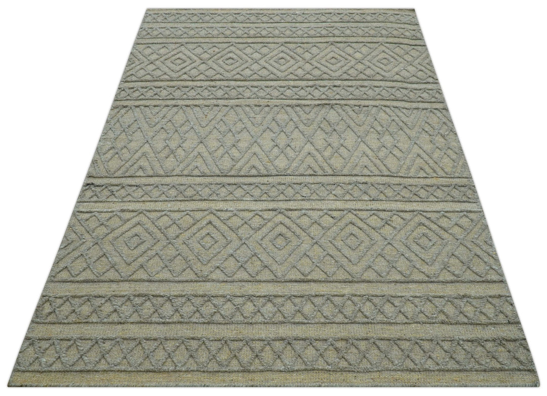 Custom Made Hand Knotted Modern Contemporary Gray Wool Area Rug - The Rug Decor