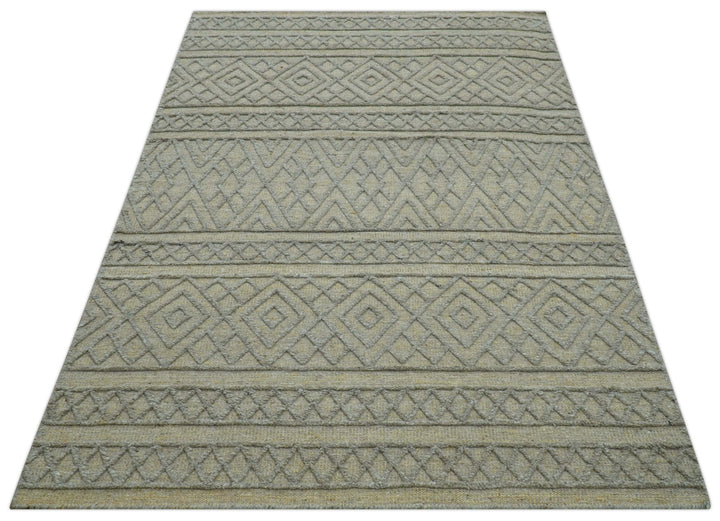 Custom Made Hand Knotted Modern Contemporary Gray Wool Area Rug - The Rug Decor