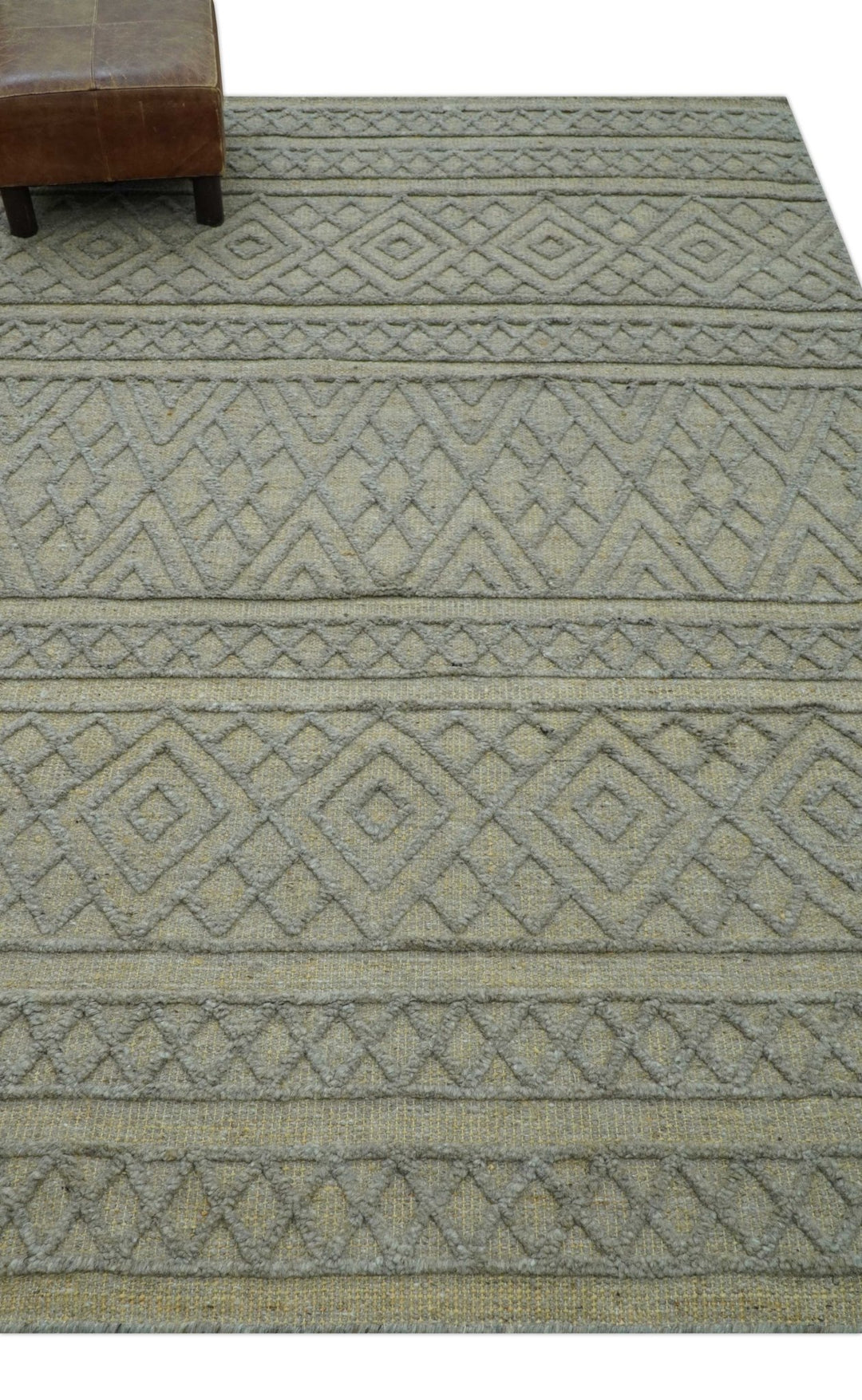 Custom Made Hand Knotted Modern Contemporary Gray Wool Area Rug - The Rug Decor