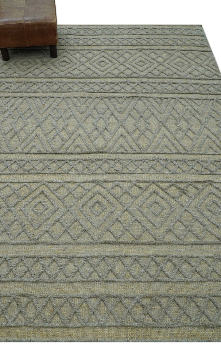 Custom Made Hand Knotted Modern Contemporary Gray Wool Area Rug - The Rug Decor