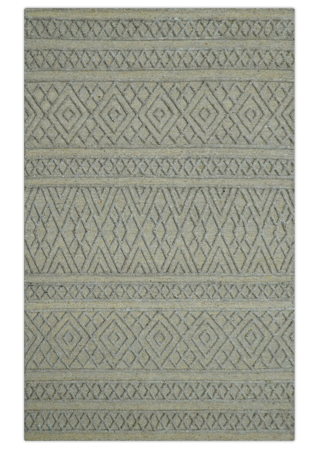 Custom Made Hand Knotted Modern Contemporary Gray Wool Area Rug - The Rug Decor