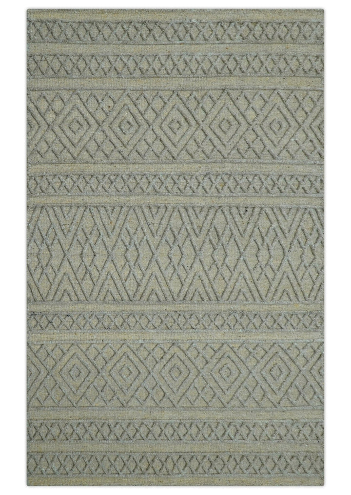 Custom Made Hand Knotted Modern Contemporary Gray Wool Area Rug - The Rug Decor