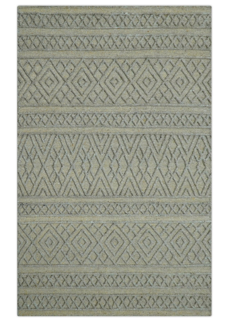 Custom Made Hand Knotted Modern Contemporary Gray Wool Area Rug - The Rug Decor