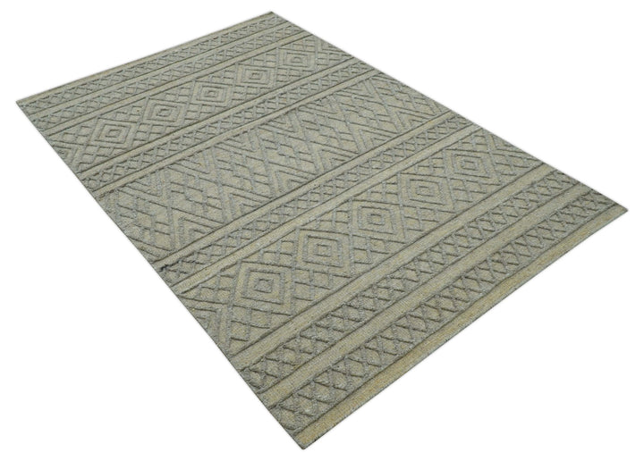 Custom Made Hand Knotted Modern Contemporary Gray Wool Area Rug - The Rug Decor