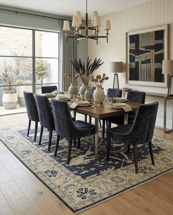 Custom Made Hand Knotted Oriental Oushak Charcoal, Ivory and Olive Wool Area Rug - The Rug Decor