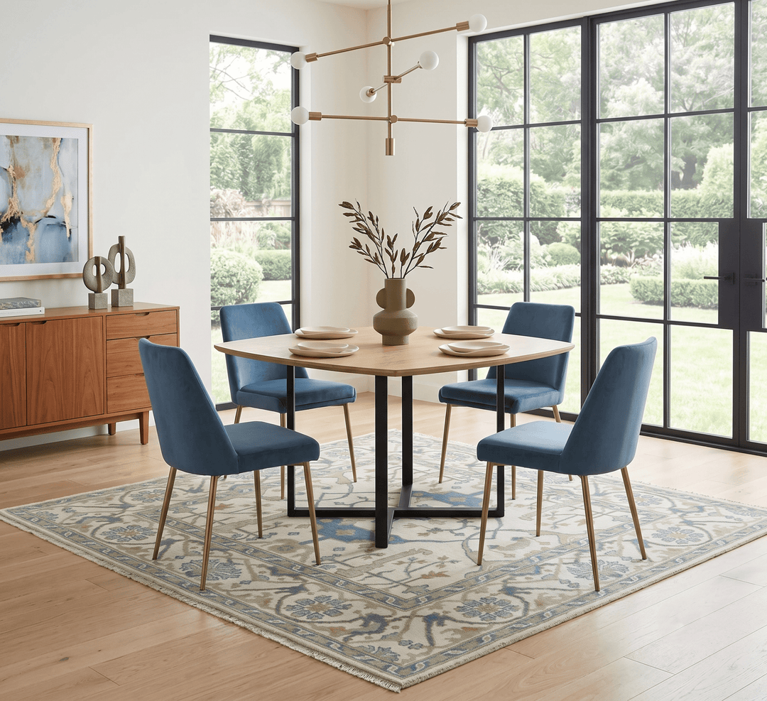 Custom Made Hand Knotted Oriental Oushak Ivory, Teal and Beige Wool Area Rug - The Rug Decor