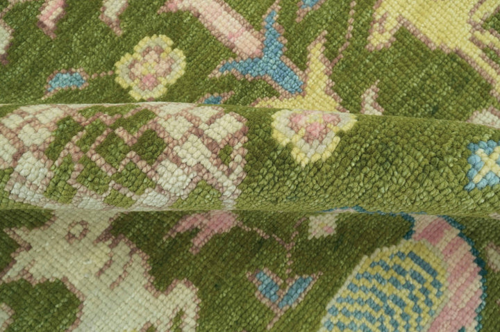 Custom Made Hand Knotted Round Peacock Green Wool Rug - The Rug Decor