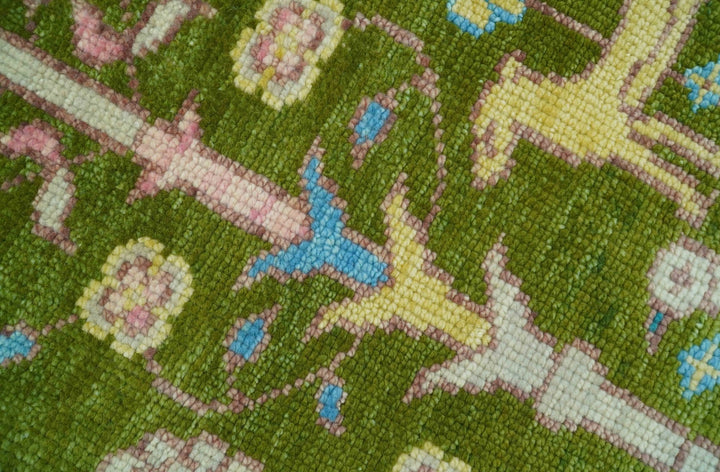 Custom Made Hand Knotted Round Peacock Green Wool Rug - The Rug Decor