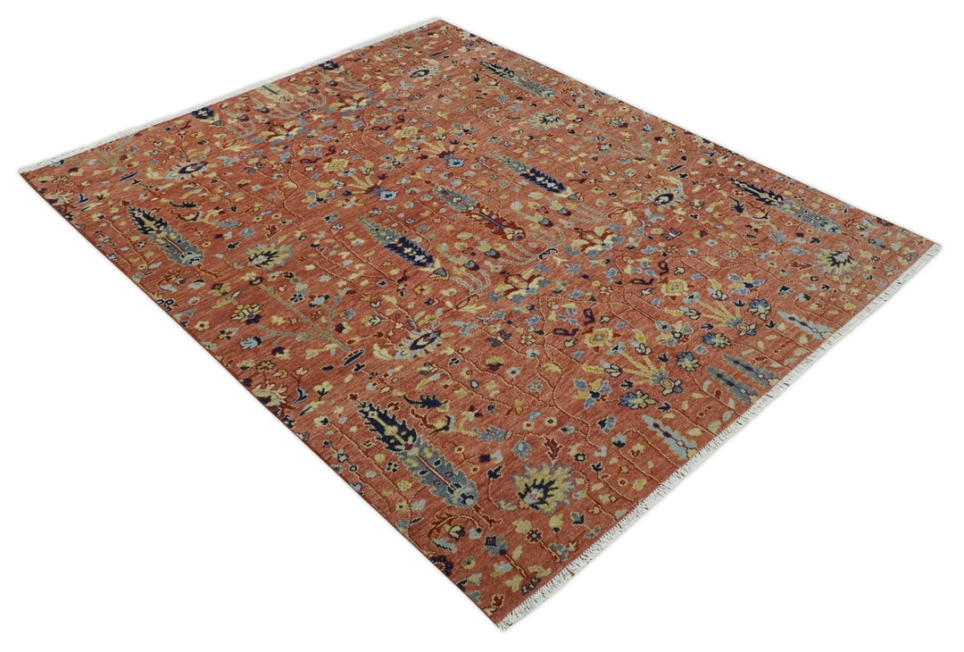 custom Made Hand Knotted Rust and Beige Traditional Turkish Knot Oushak Wool Rug - The Rug Decor