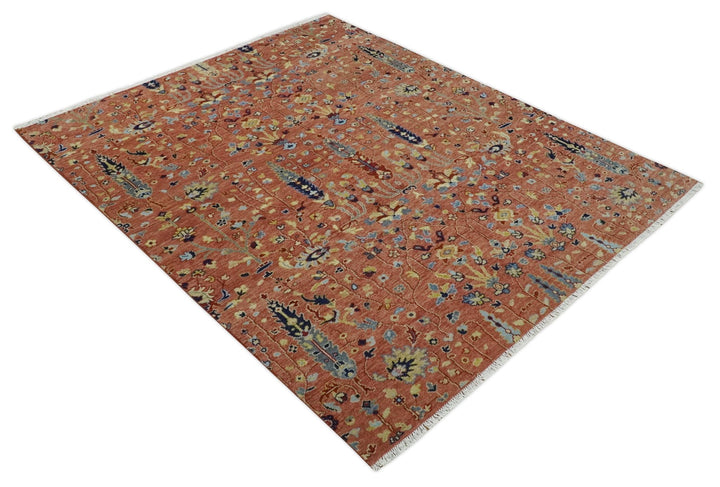 custom Made Hand Knotted Rust and Beige Traditional Turkish Knot Oushak Wool Rug - The Rug Decor