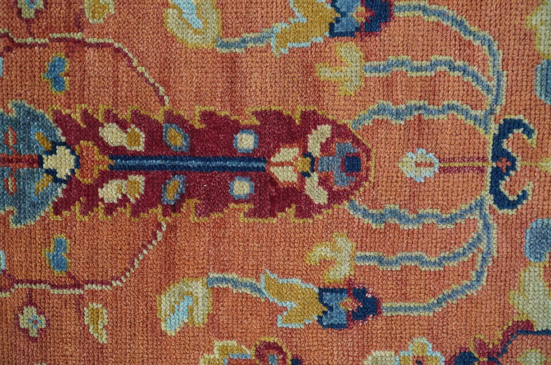 custom Made Hand Knotted Rust and Beige Traditional Turkish Knot Oushak Wool Rug - The Rug Decor
