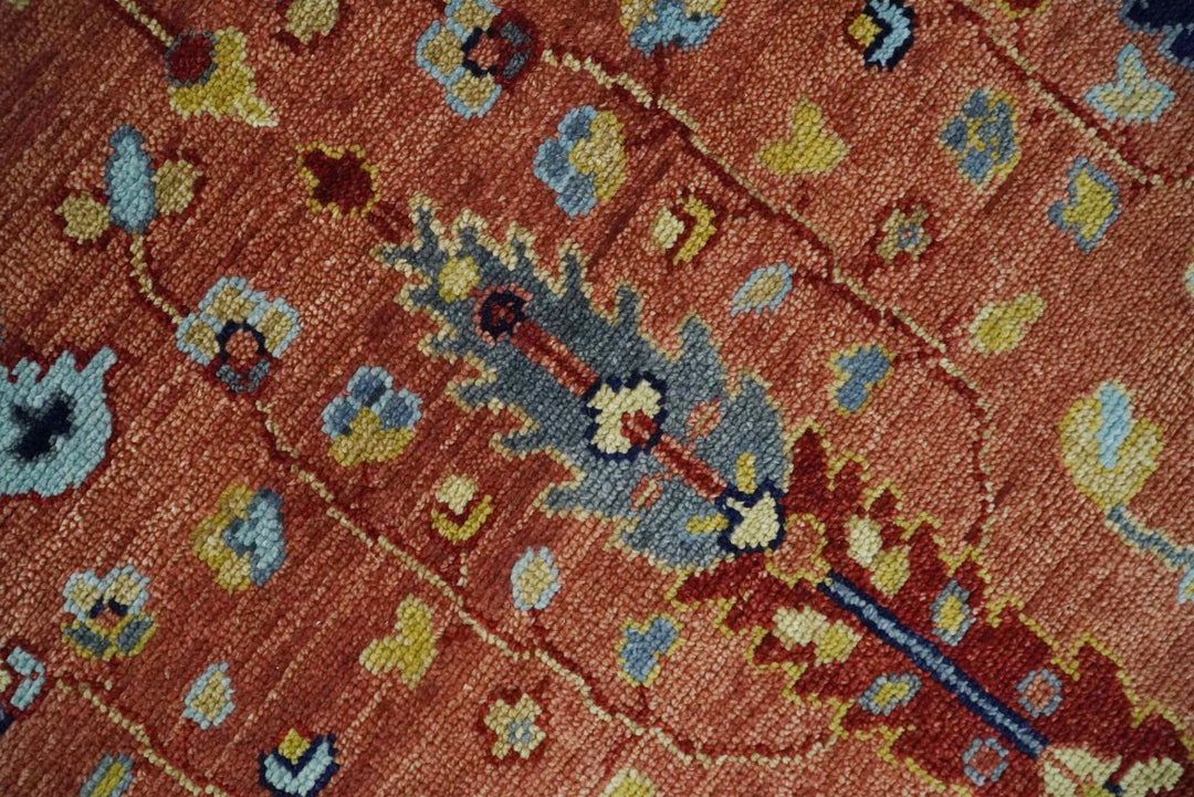 custom Made Hand Knotted Rust and Beige Traditional Turkish Knot Oushak Wool Rug - The Rug Decor