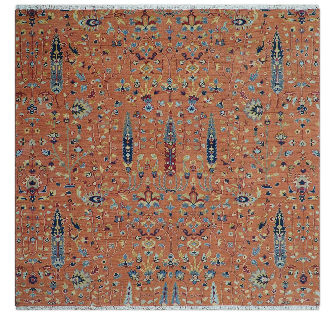 custom Made Hand Knotted Rust and Beige Traditional Turkish Knot Oushak Wool Rug - The Rug Decor