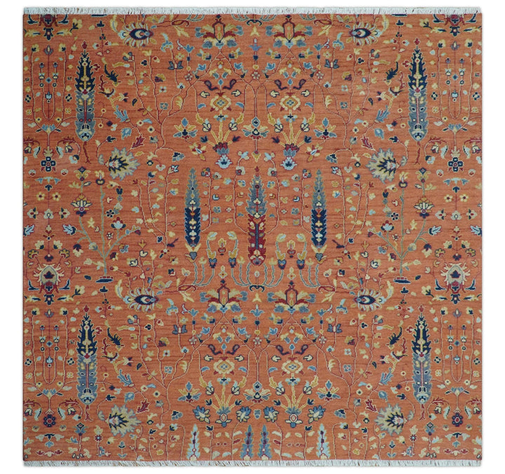 custom Made Hand Knotted Rust and Beige Traditional Turkish Knot Oushak Wool Rug - The Rug Decor
