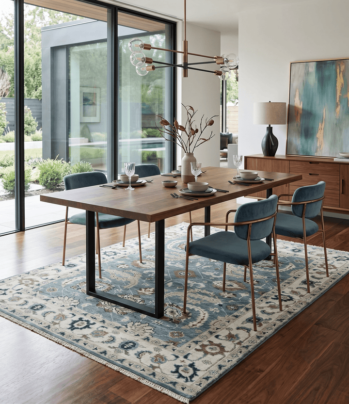 Custom Made Hand Knotted Teal and Ivory Traditional Antique Style Wool Area Rug - The Rug Decor