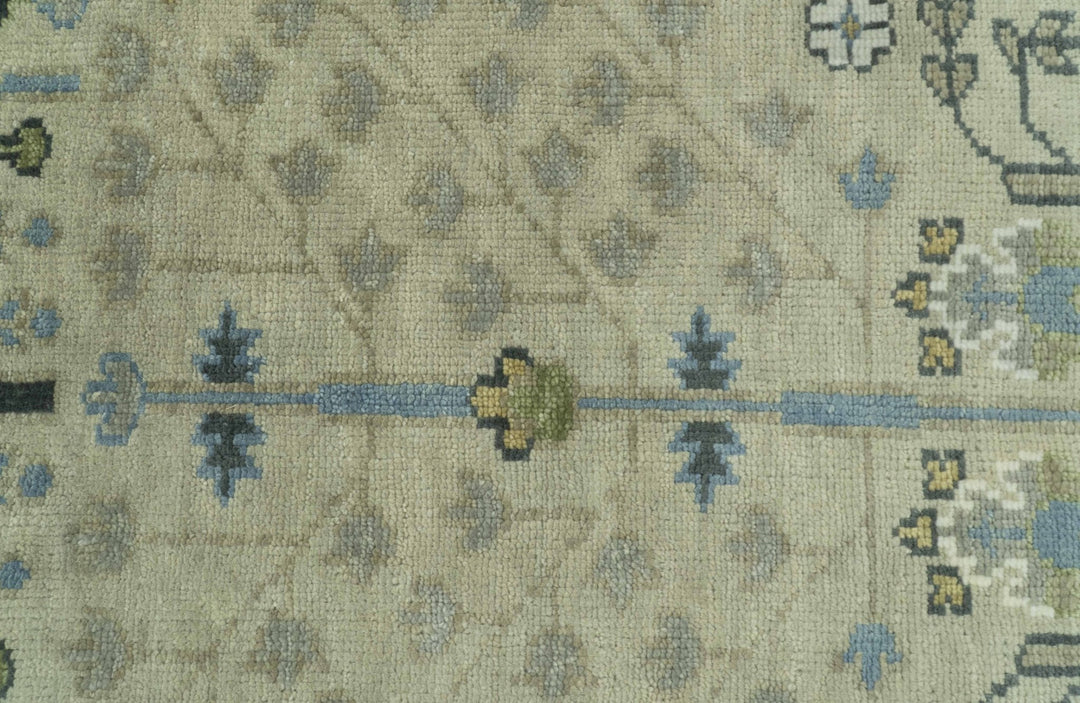 Custom Made Hand Knotted Tree of Life Beige And Blue Runner Wool Rug - The Rug Decor