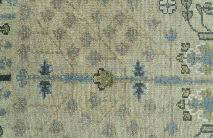 Custom Made Hand Knotted Tree of Life Beige And Blue Runner Wool Rug - The Rug Decor