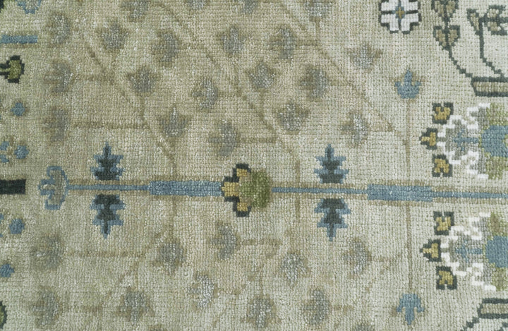 Custom Made Hand Knotted Tree of Life Beige And Blue Runner Wool Rug - The Rug Decor