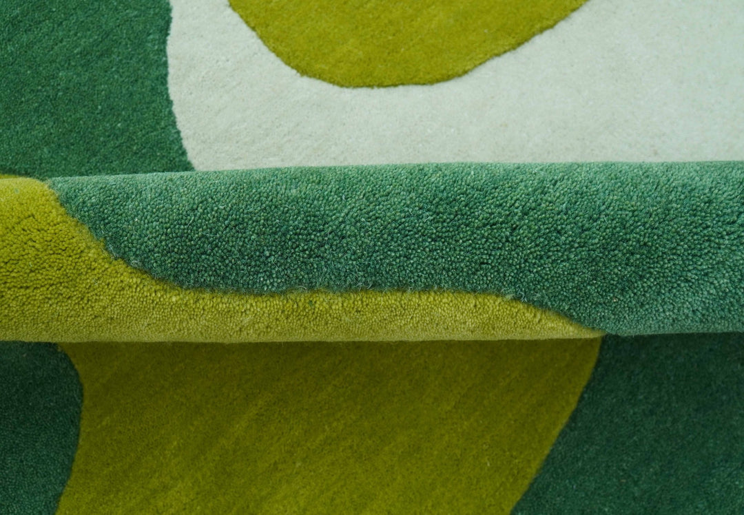 Custom Made Hand Tufted Green Modern Abstract Design Wool shape Rug - The Rug Decor
