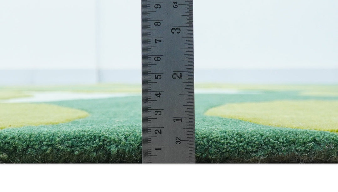 Custom Made Hand Tufted Green Modern Abstract Design Wool shape Rug - The Rug Decor