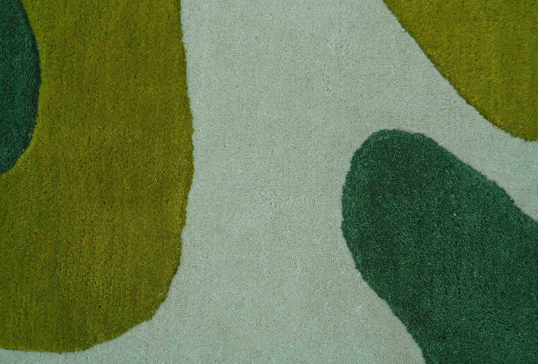 Custom Made Hand Tufted Green Modern Abstract Design Wool shape Rug - The Rug Decor