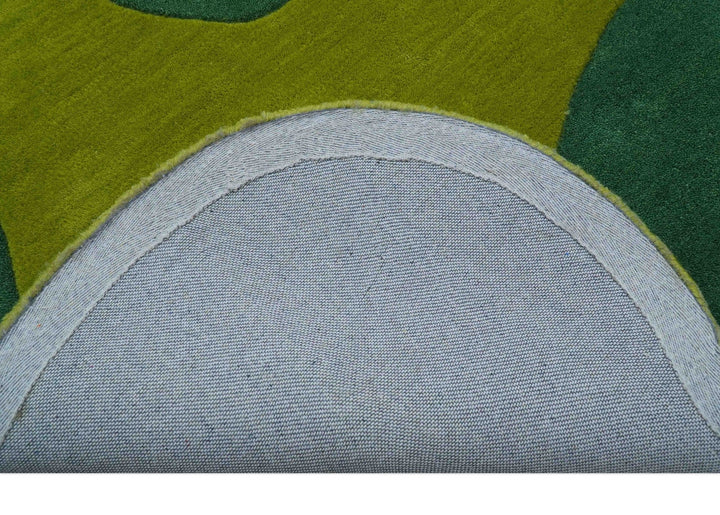 Custom Made Hand Tufted Green Modern Abstract Design Wool shape Rug - The Rug Decor