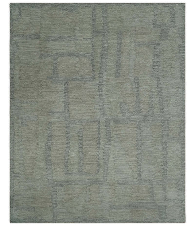 Custom Made Hand Tufted Ivory, Olive and Charcoal Modern Abstract Stripes Design Rug - The Rug Decor