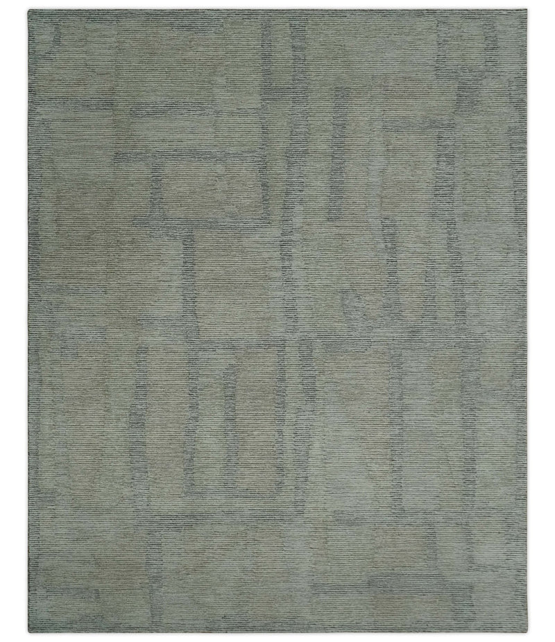 Custom Made Hand Tufted Ivory, Olive and Charcoal Modern Abstract Stripes Design Rug - The Rug Decor